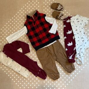 8-Piece Bundle: Baby Boy Fall/Winter Set in Red 🛷
